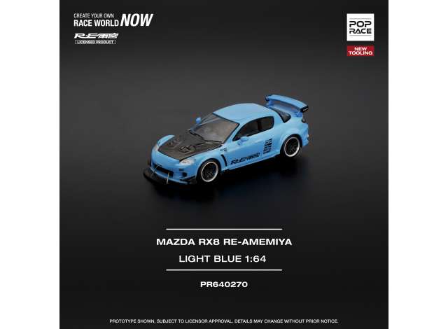 PRE-ORD3R Tarmac Modeliukas 1/64 Mazda RX-8 RE-AMEMIYA, light blue
