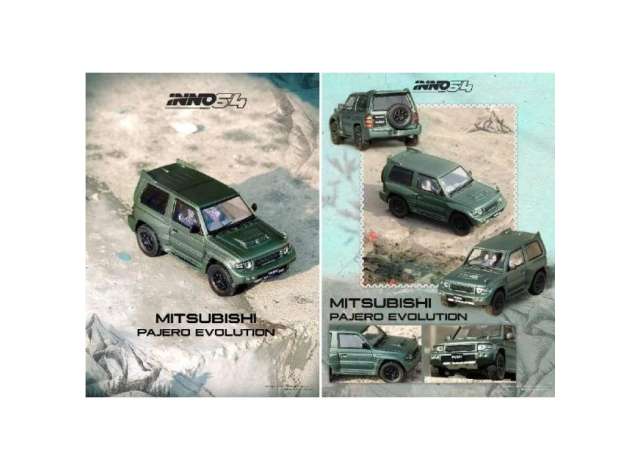 PRE-ORD3R Inno64 Modeliukas 1/64 Mitsubishi Pajero Evolution, satin green