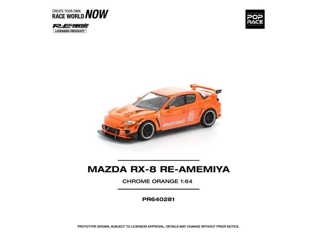 PRE-ORD3R Tarmac Modeliukas 1/64 Mazda RX8 Re-Amemiya, chrome orange