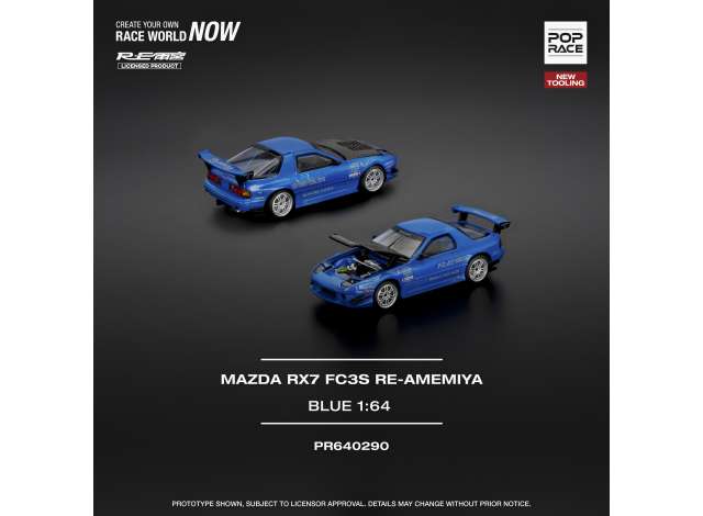 PRE-ORD3R Tarmac Modeliukas 1/64 Mazda RX-7 (FC3S) RE-AMEMIYA, blue