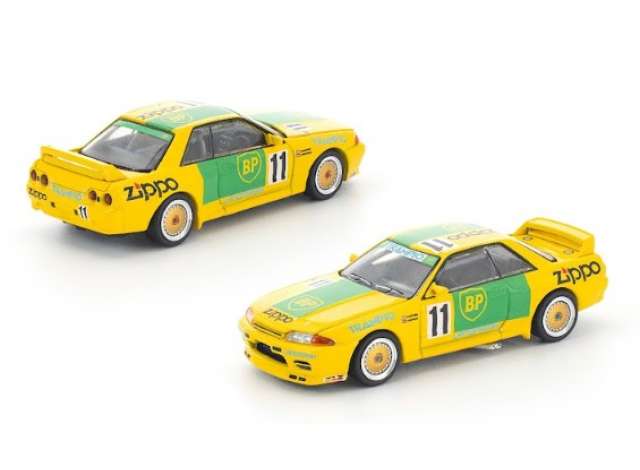 PRE-ORD3R Tarmac Modeliukas 1/64 1992 GT-R R32 JCT Group A, opening front & rear, yellow/green