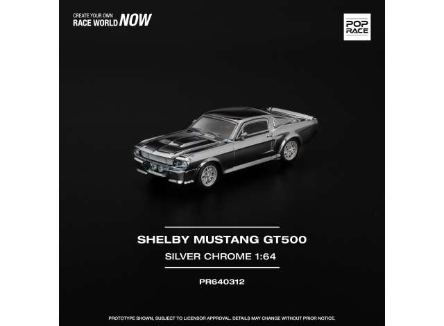 PRE-ORD3R Tarmac Modeliukas 1/64 Shelby Mustang GT500, silver chrome