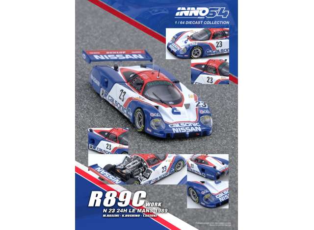 PRE-ORD3R Inno64 Modeliukas 1/64 1989 R89C Le Mans #23 Masahiro Hasemi/Kazuyoshi Hoshino/Toshio Suzuki, white/red/blue