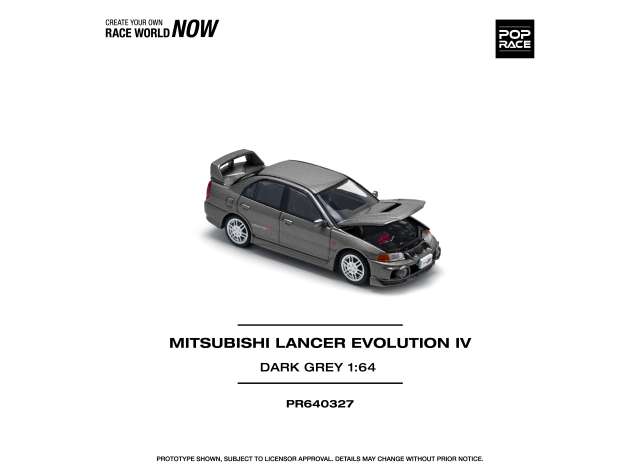 PRE-ORD3R Tarmac Modeliukas 1/64 Mitsubishi Lancer Evolution IV, dark grey
