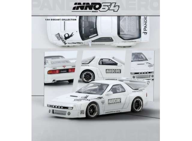 PRE-ORD3R Inno64 Modeliukas 1/64 Mazda RX7 (FC3S) *PANDEM AERO* Widebody Kit, white