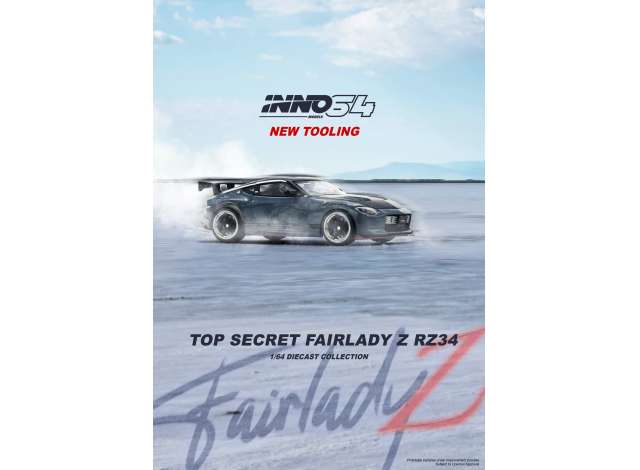 PRE-ORD3R Inno64 Modeliukas 1/64 Top Secret Fairlady Z (RX34), stealth grey