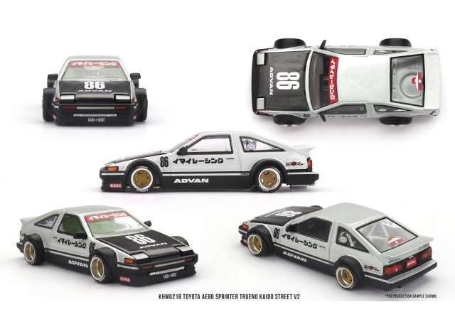 PRE-ORD3R Mini GT Modeliukas 1/64 1983 Toyota AE86 Sprinter Trueno Kaido Street V2, black/grey/white