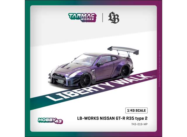 PRE-ORD3R Tarmac Modeliukas 1/43 Nissan GT-R R35 *LB-WORKS* type 2, midnight purple