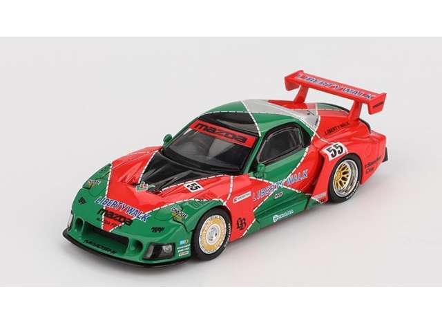 PRE-ORD3R Mini GT Modeliukas 1/64 2024 Mazda RX7 (FD3S) LB-Super Silhouette 787B TAS, green/red