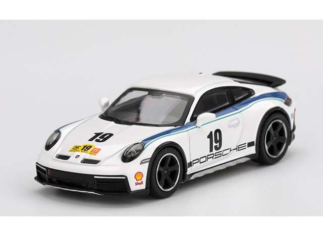 PRE-ORD3R Mini GT Modeliukas 1/64 2024 Porsche 911 (992) Dakar Rally Design Package 74, white