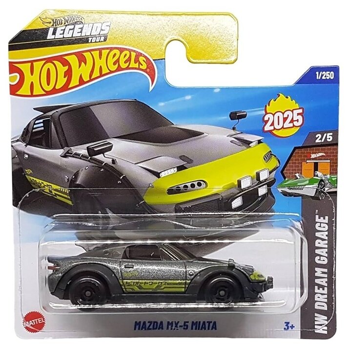 Hot Wheels Mainline Modeliukas Mazda MX-5 Miata Grey HW Dream garage Short card (yra Sandėlyje)