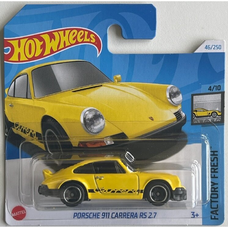 Hot Wheels Mainline Modeliukas Porsche 911 Carrera RS 2.7 Yellow Short card (yra Sandėlyje)