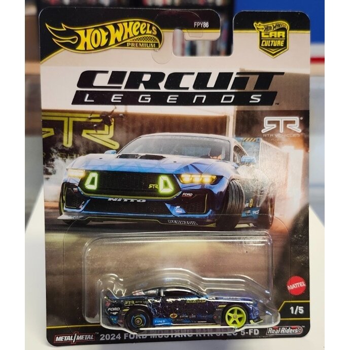 Hot Wheels Premium Car Culture Circuit Legends Modeliukas 2024 Ford Mustang RTR Spec 5-FD, purple (yra Sandėlyje)