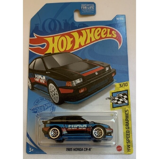 Hot Wheels Mainline Modeliukas 1985 Honda CR-X Turbo Black Long Card HW Speed Graphics (yra Sandėlyje)