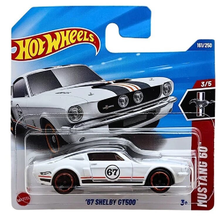 Hot Wheels Mainline Modeliukas 67 Shelby Mustang GT500 White (yra Sandėlyje)
