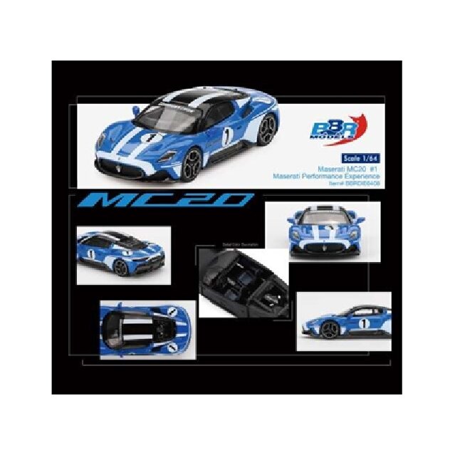 BBR Modeliukas 2023 Maserati MC20 #1 Performance Experience, blue/white (yra Sandėlyje)