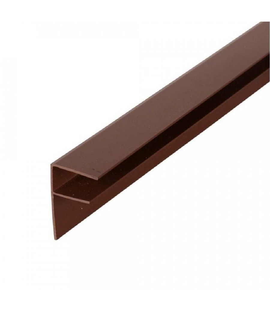 Polikarbonato užbaigimo profilis F 10x6320 mm aliuminis rudas