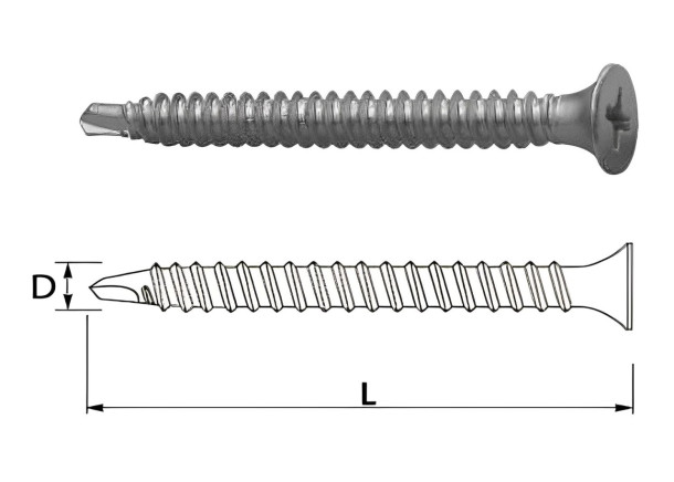 Sraigtas ETANCO TX25  GTS-B, plokštiems stogams į paklotą Ø 4,8mm, 60-140mm