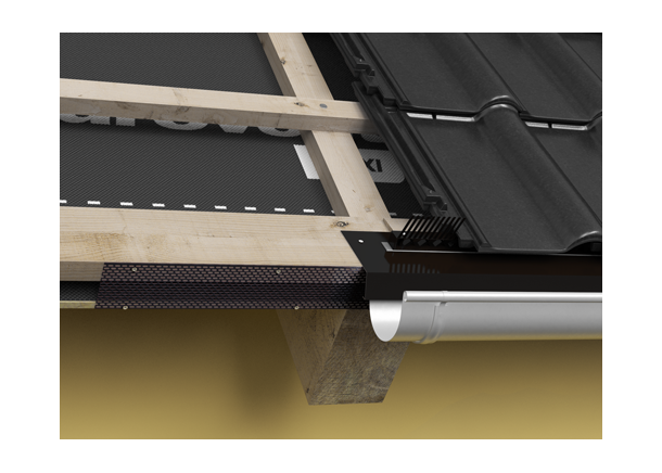 Aliuminio karnizo grotelės EAVES GRATE, Ral 7016/ RAL 8017, 100mm x  25m