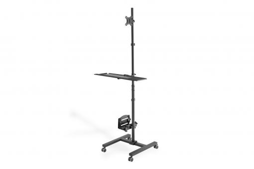 Stovas kompiuteriui Digitus Mobile workstation with individual height adjustment 	DA-90374, 17-32", Monitor Mount, PC Holder, Black