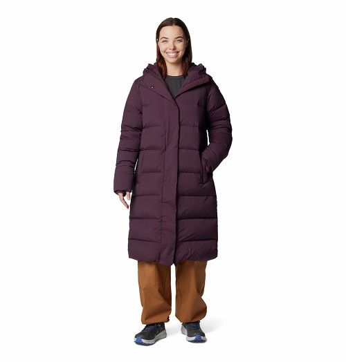 Columbia moteriška prailginta pūkinė striukė Boundless Days™ Long Down Jacket. Spalva bordinė