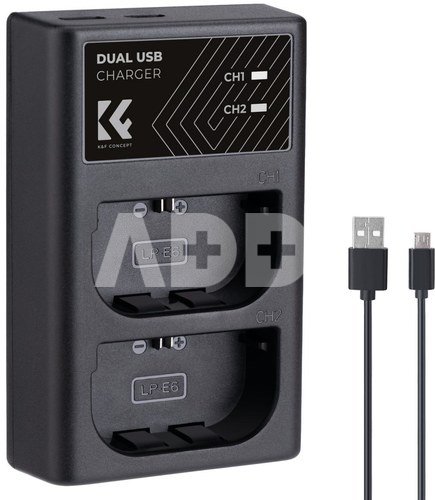 K&F Concept K&F LPE6NH Digital Camera Dual Channel Charger with type c Charging Cable