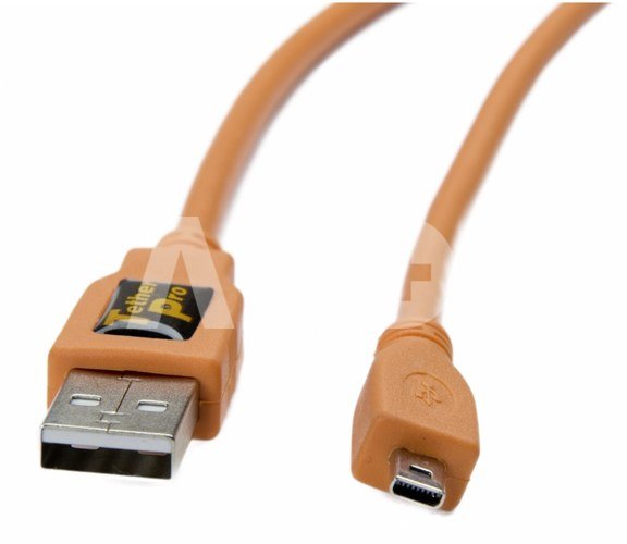 Tether Tools TetherPro USB 2.0 A to Mini-B 8 pin 15' ORG