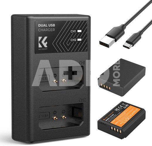 K&F Concept K&F LP-E10 Digital Camera Dual Battery with Dual Channel Charger for Canon