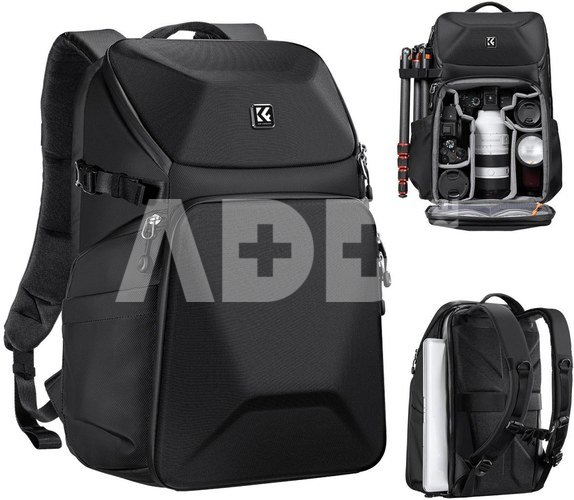 K&F Concept Camera Backpack 20L Large Waterproof Camera Bag with Front HardShell, Black
