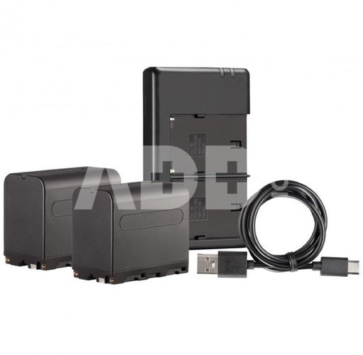 Westcott NP F970 Dual Battery Pack with Charger (2 pack L Series 7.4V 6600mAh 48.8Wh)