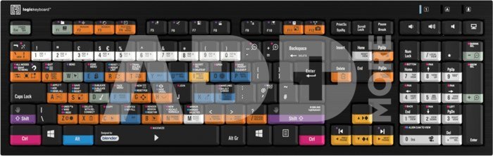 Logic Keyboard Blender 3D PC Nero Line UK