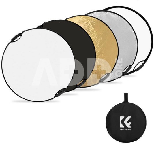 K&F Concept K&F 80cm 5 in 1 round reflector with handle foldable multiple discs with tote bag - translucent, sil