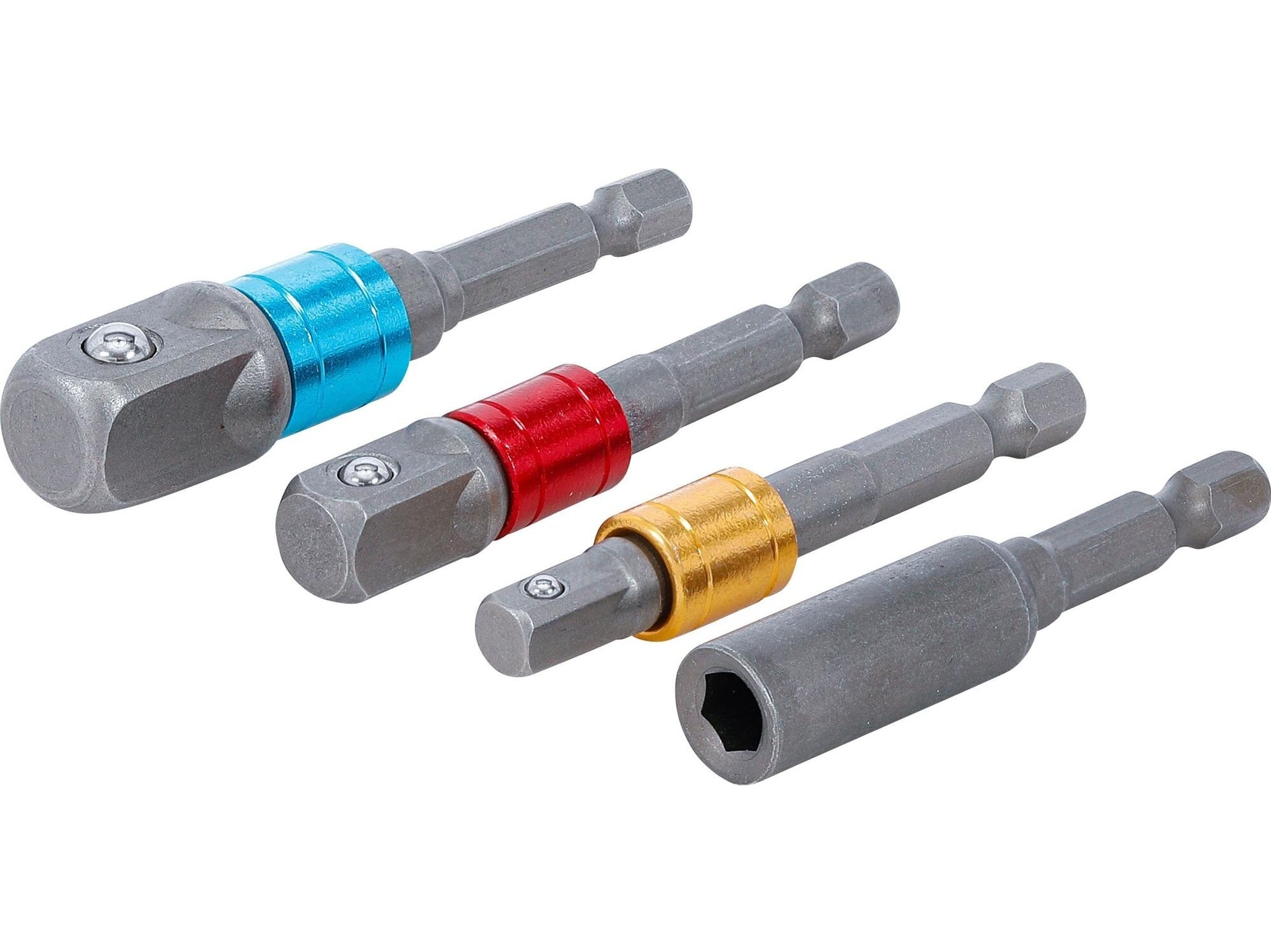 Adapterių rinkinys | spalvoti | 6.3 mm (1/4") | 6.3 mm (1/4") / 10 mm (3/8") / 12,5 mm (1/2") | 4 vnt. (20814)