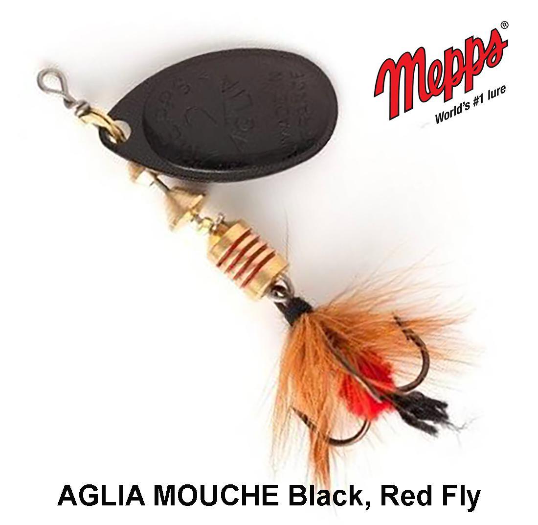Sukriukė Mepps AGLIA MOUCHE Black, Red Fly 2.5 g