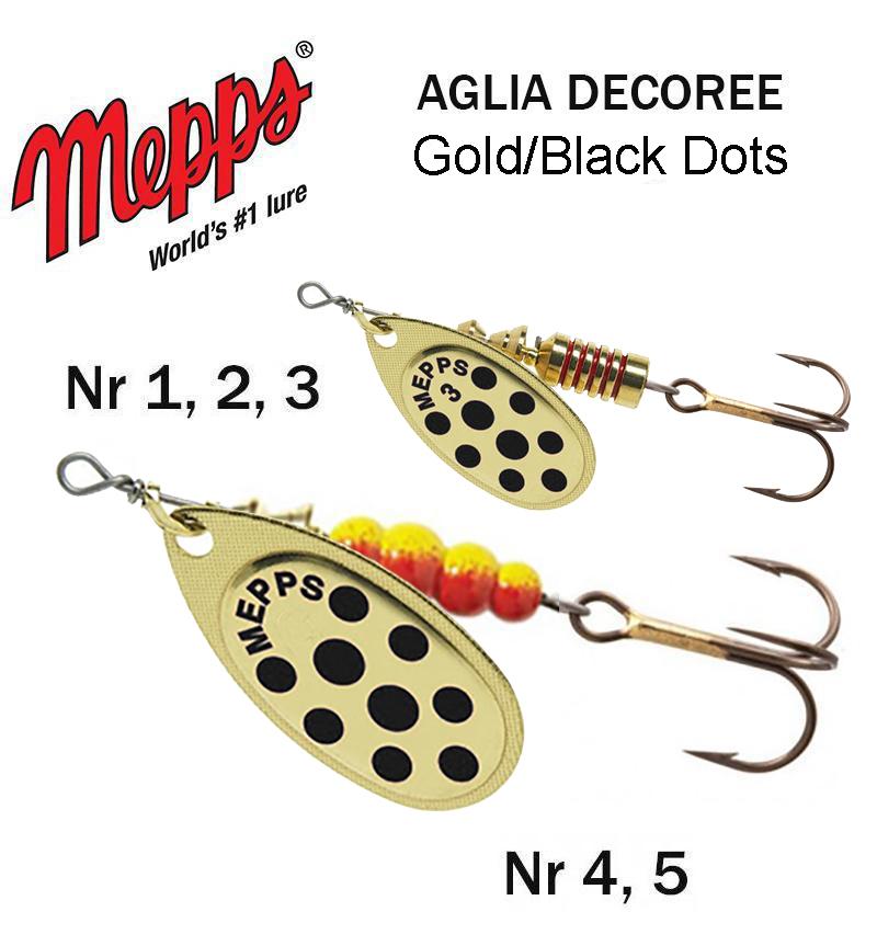 Sukriukė Mepps Aglia Gold/black dot 3.5 g
