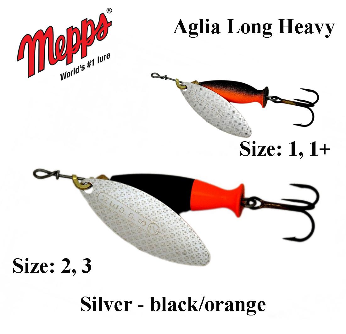 Sukriukė Mepps Aglia Long Heavy Silver-Black/Orange 8 g
