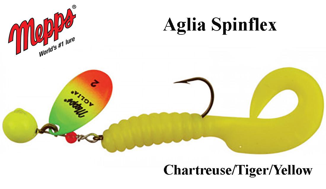 Blizgė Mepps Aglia Spinflex Chartreuse/Tiger/Yellow 7 g