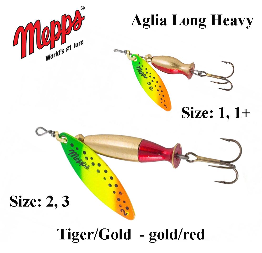 Sukriukė Mepps Aglia Long Heavy Tiger/Gold-Gold/Red 8 g