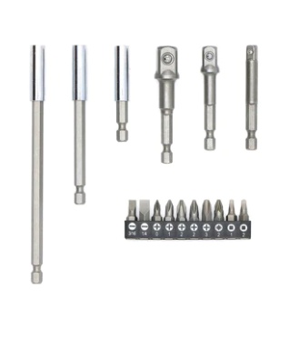 Adapterių ir antgalių komplektas 1/4"(6,3 mm) į antgalius ir galvutes 1/4" - 3/8" - 1/2" | 16 vnt. (SB16)