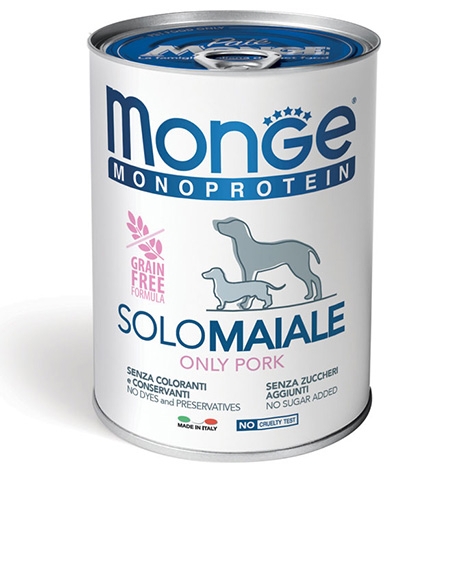 Monge Monoprotein Solo kiaulienos konservai šunims, 6x400 g