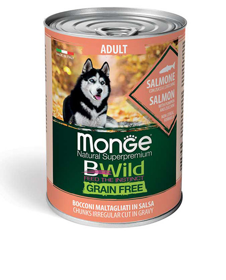 Monge Bwild Adult konservai šunims su lašiša, 6x400 g