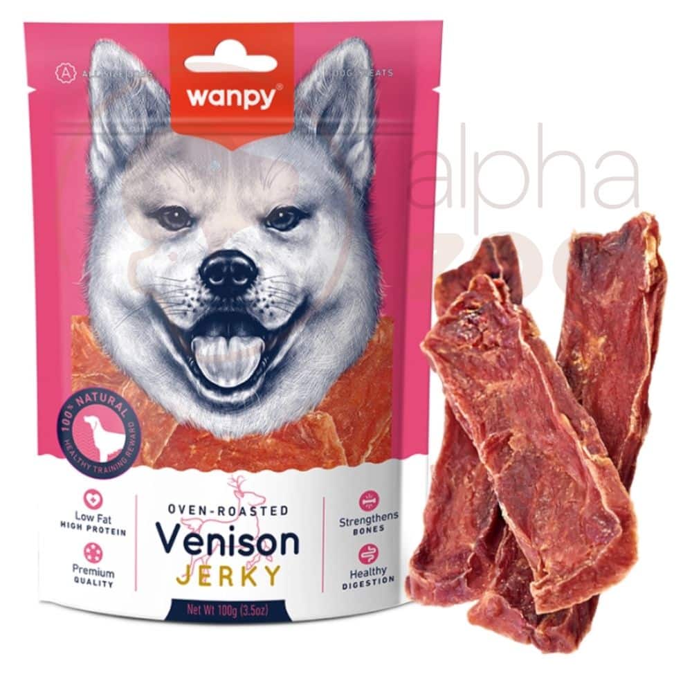 Wanpy Venison Jerky skanėstai šunims, elnienos juostelės 100g