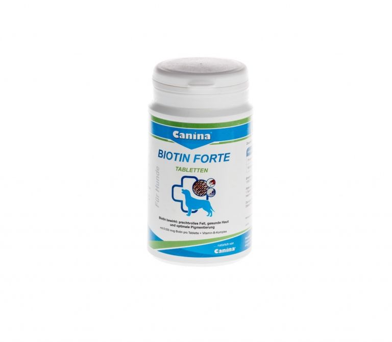 CANINA BIOTIN FORTE - papildas šunims spindinčiam kailiui, sveikai odai - Produkto Tūris 100g X 30tbl.