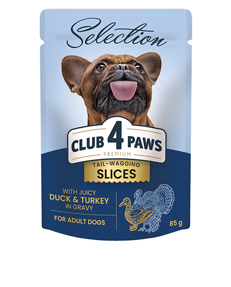 Club 4 Paws Selection konservai šunims su antiena ir kalakutiena padaže, 85 g