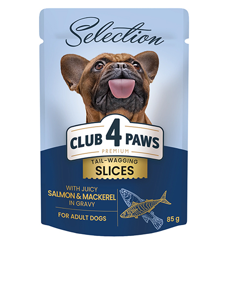 Club 4 Paws Selection konservai šunims su lašiša ir skumbre padaže, 85 g