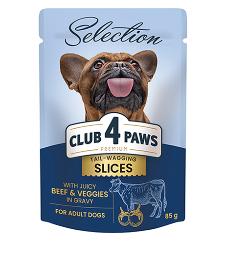 Club 4 Paws Selection konservai šunims su jautiena ir daržovėmis padaže, 85 g