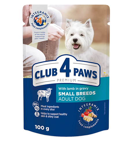 Club 4 Paws konservai mažų veislių šunims su ėriena padaže, 100 g