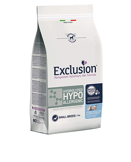 Exclusion Hydrolyzed Hypoallergenic Fish Small sausas maistas šunims, 2 kg