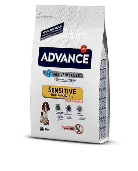 Advance Sensitive Medium Maxi sausas maistas šunims su lašiša : Pakuotė - 3 kg