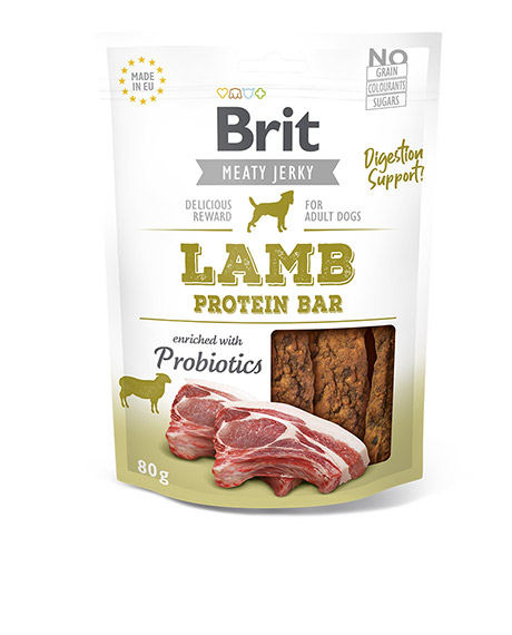 Brit Jerky Lamb Protein Bar skanėstai šunims su ėriena, 80 g